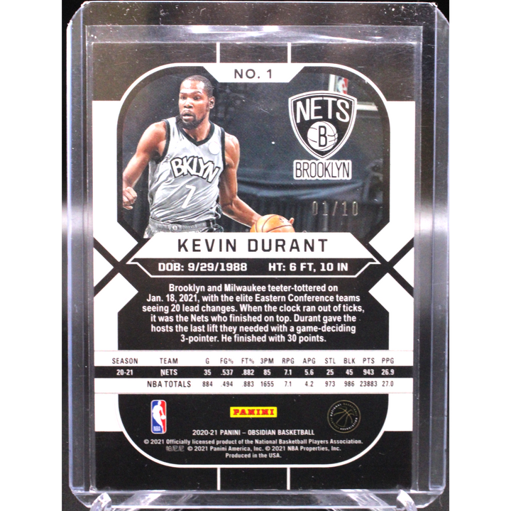 2020-21 Panini Obsidian - Kevin Durant 1 - Gold /10