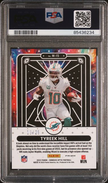 2020 Panini Donruss Optic - Tyreek Hill M-15 - Black Pandora /25 - PSA 9