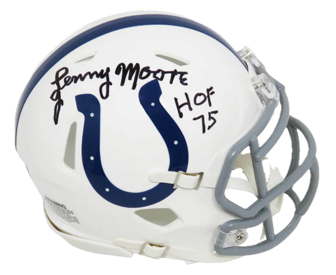 Lenny Moore Signed COLTS Riddell Speed Mini Helmet W/HOF'75 - (SCHWARTZ)