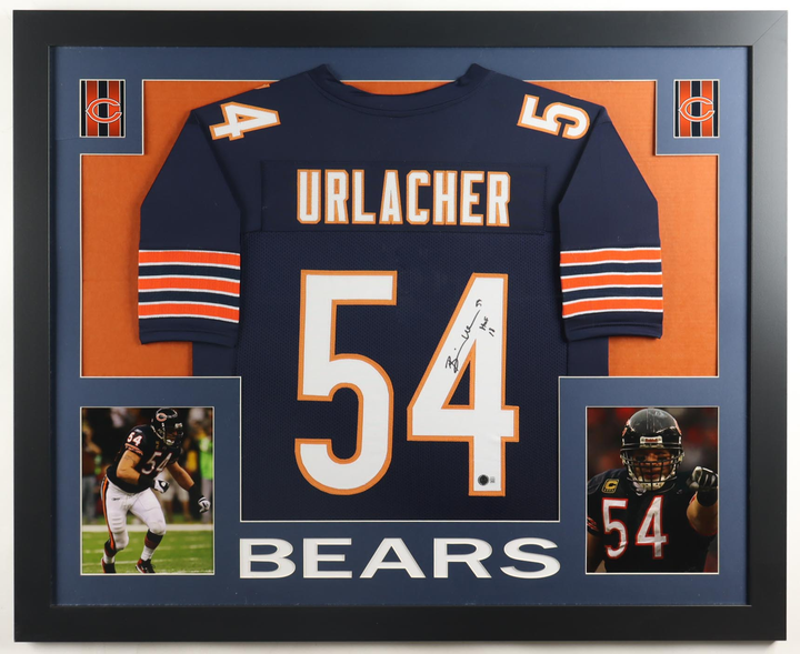 Brian Urlacher Autographed Signed Custom Framed Jersey Display Inscribed "HOF 18" (Beckett)