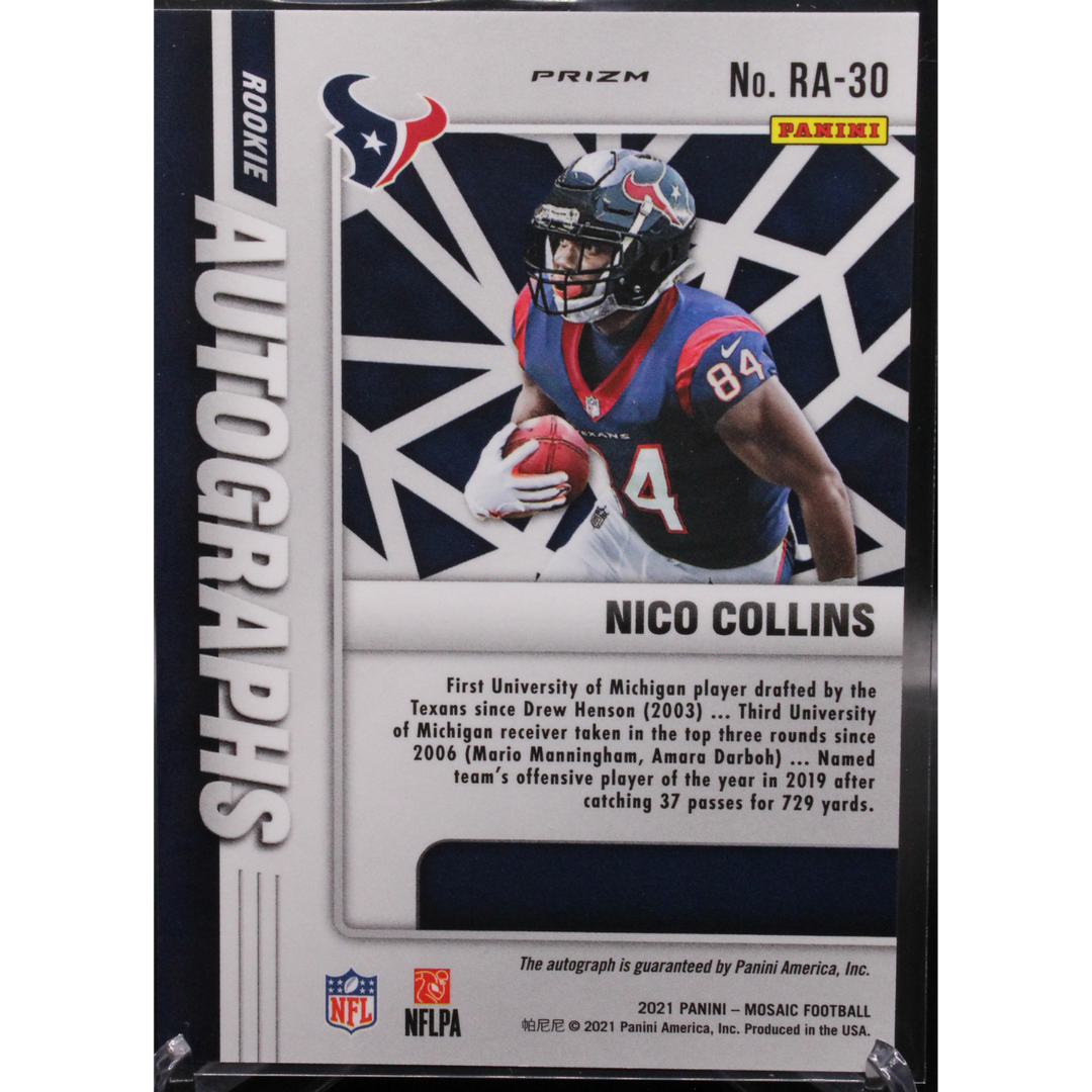 2021 Panini Mosaic Football - Nico Collins RA-30 - Rookie Autographs Mosaic