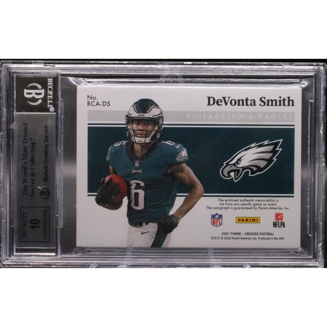 2021 Panini Encased Football - Devonta Smith RCA-DS - Rookie Dual Swatches /25 - Beckett 9