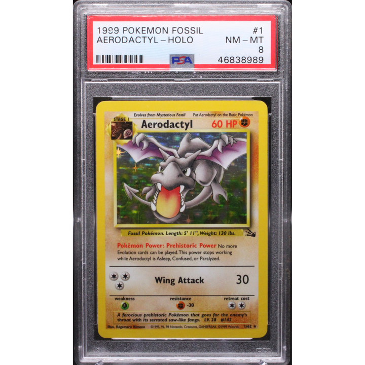 Aerodactyl 1/62 Fossil Holo - 1999 Pokemon - PSA 8