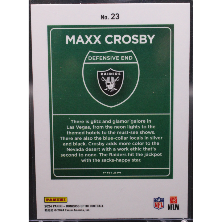 2024 Donruss Optic Football - Maxx Crosby 23 - Downtown