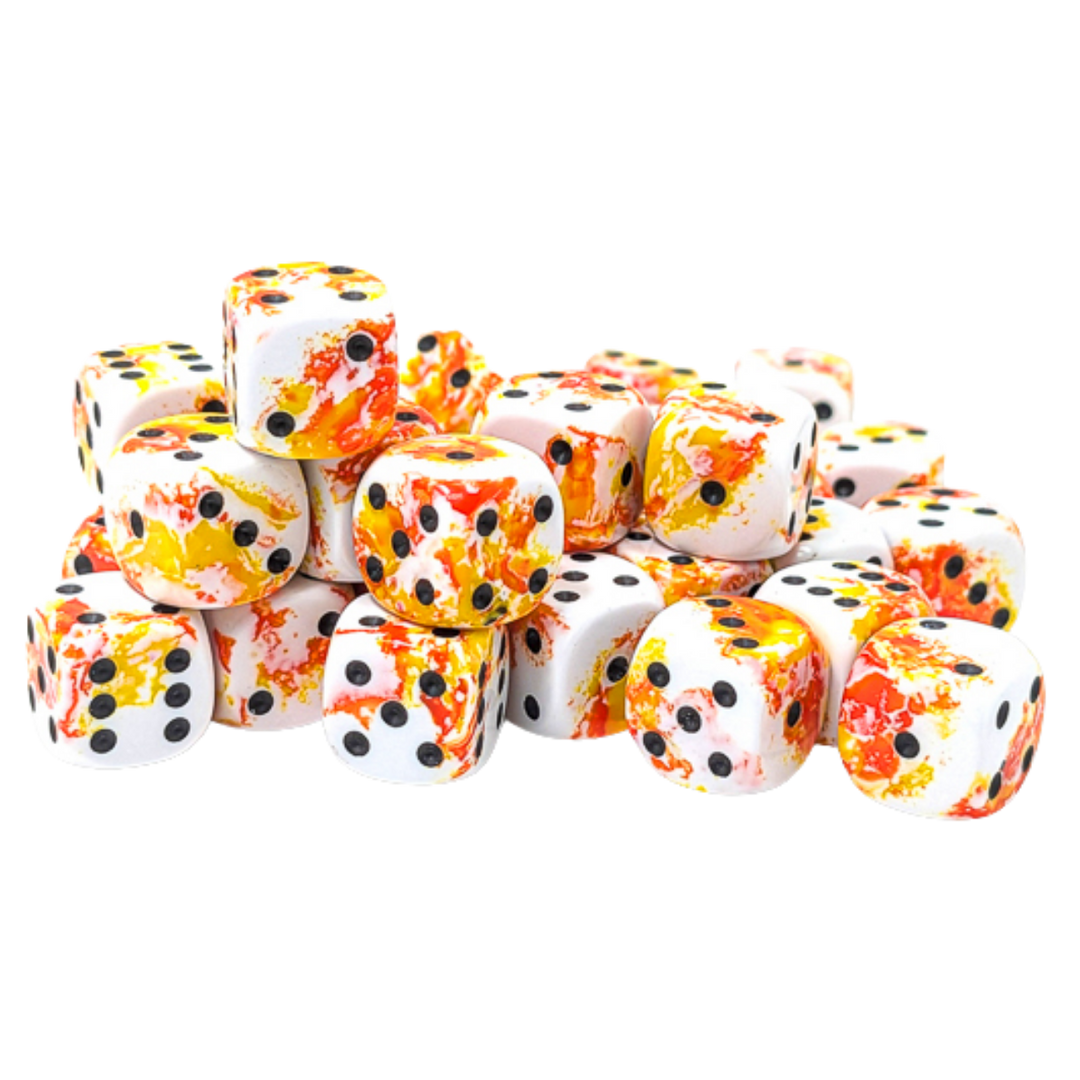 36-Dice Set 12mm d6 Brush Sunrise/Black