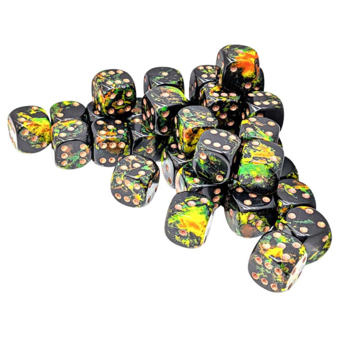 36-Dice Set 12mm d6 Deep Forest/Gold