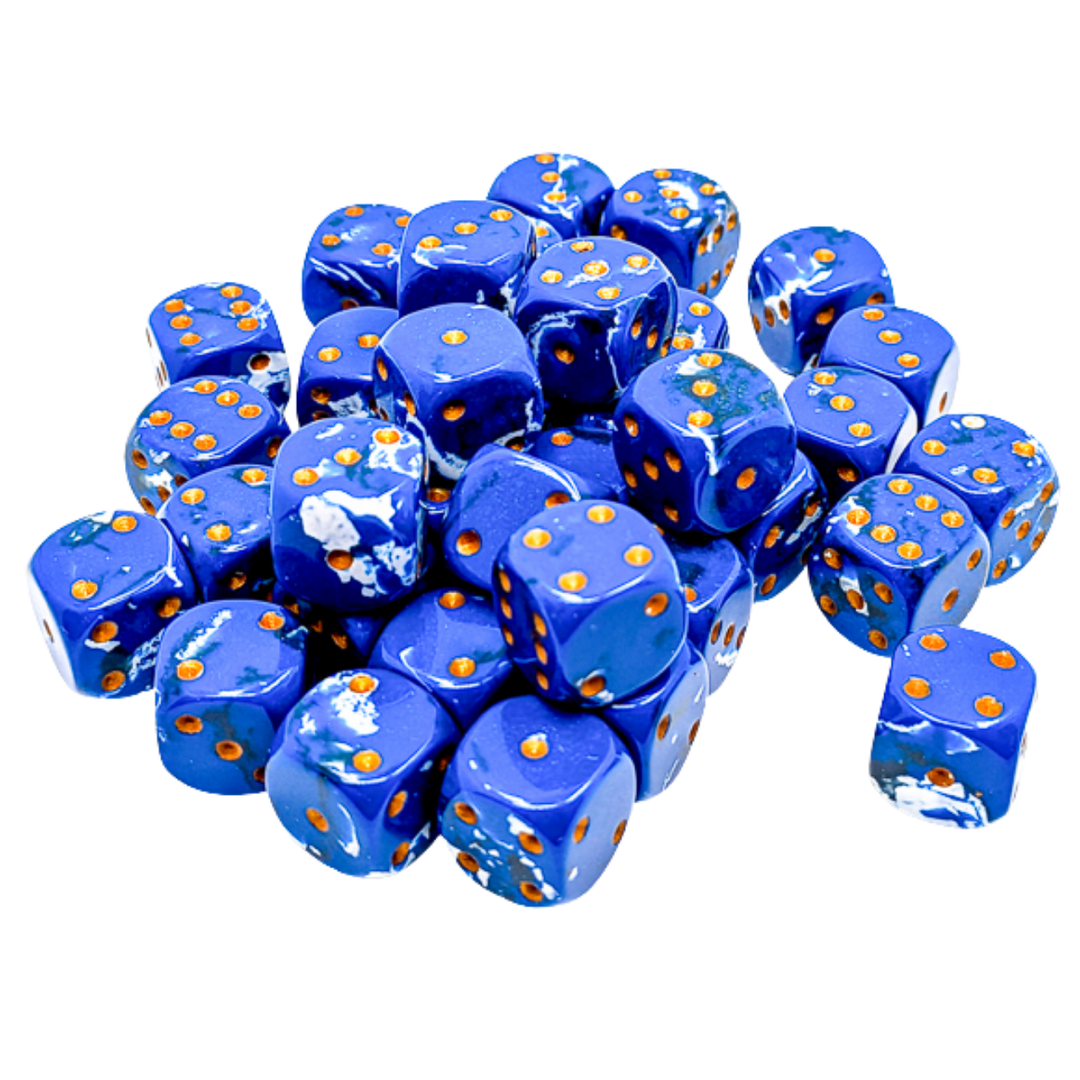 36-Dice Set 12mm d6 Brush Wavebreak/Gold