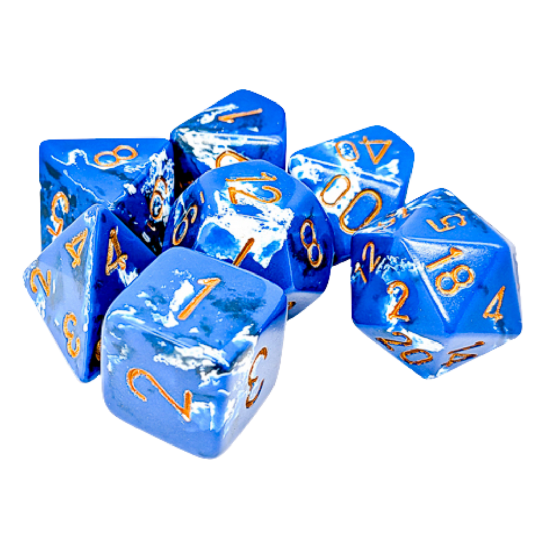 7-Die Set Polyhedral Brush Wavebreak/Gold