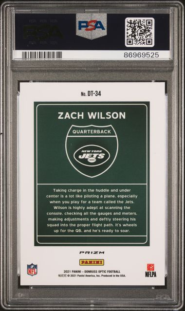 2021 Donruss Optic - Zach Wilson DT-34 - Downtown - PSA 9