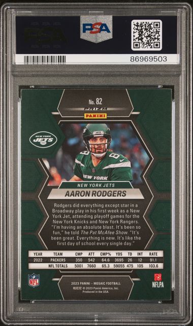 2023 Panini Mosaic - Aaron Rodgers 82 - Genesis  - PSA 8