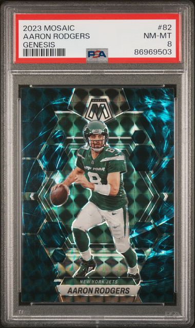 2023 Panini Mosaic - Aaron Rodgers 82 - Genesis  - PSA 8