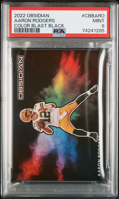 2022 Panini Obsidian - Aaron Rodgers CBB-ARO - Color Blast Black - PSA 9