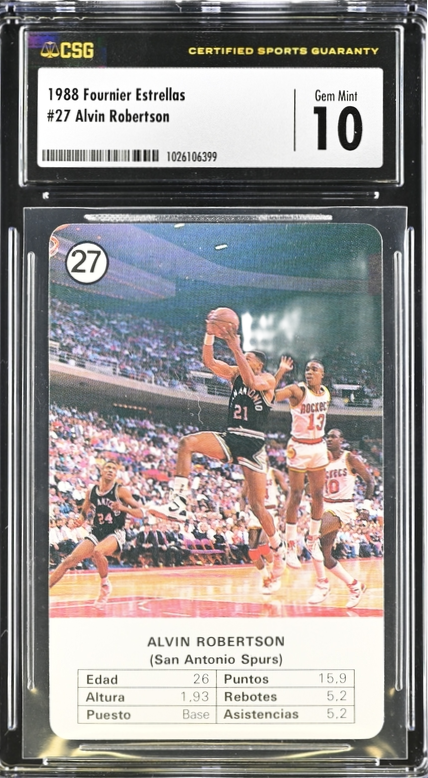 1988 Fournier Estrellas - Alvin Robertson 27 - CSG CGC 10