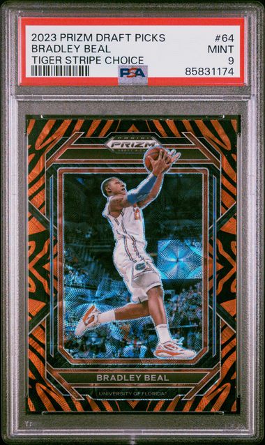 2023 Panini Prizm Draft Picks - Bradley Beal 64 - Tiger Stripe Choice - PSA 9