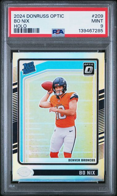 2024 Panini Donruss Optic Football - Bo Nix Rated Rookie Holo Parallel - PSA 9