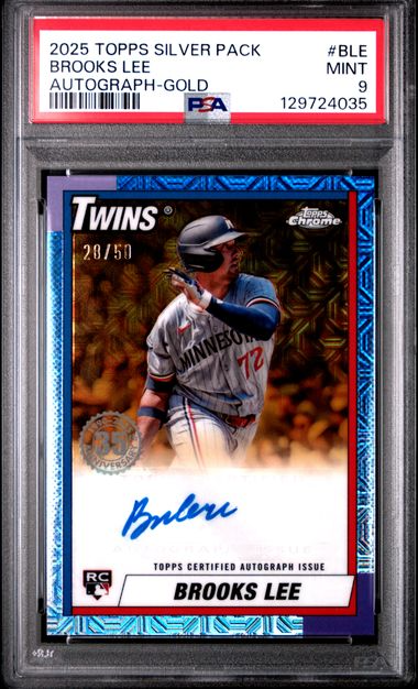 2025 Topps Baseball Silver Pack - Brooks Lee #BLE - Gold Autograph /50 - PSA 9