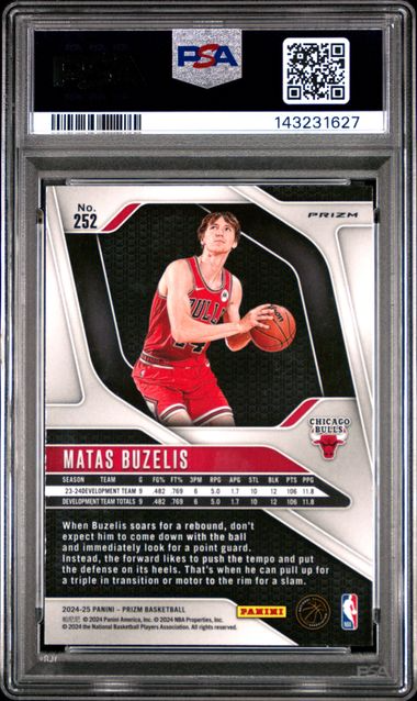 2024 Panini Prizm Basketball - Matas Buzelis #252 - Rookie - Red Ice - PSA 10