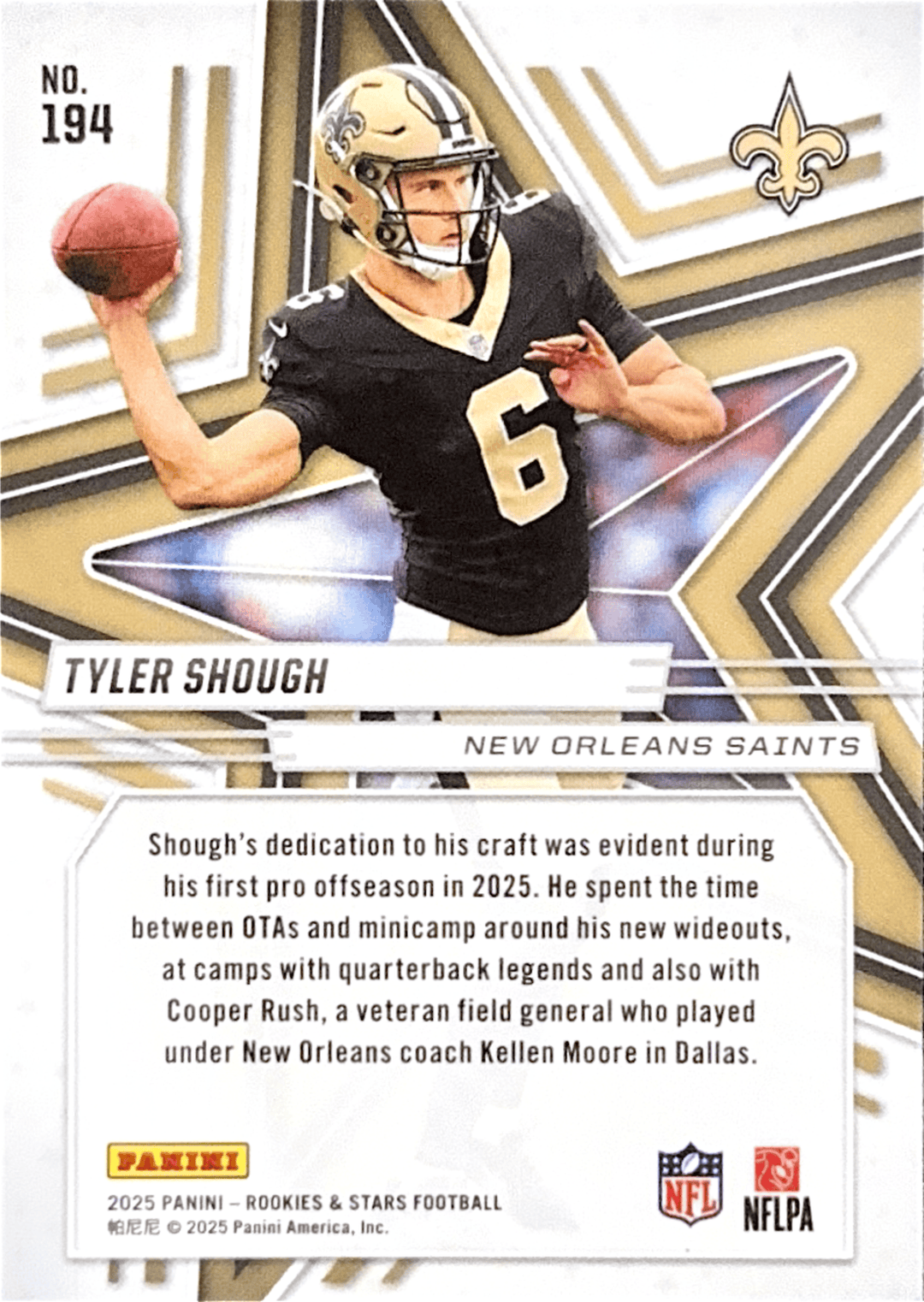 2025 Panini Rookies & Stars Tyler Shough #194 Rookie Orange /249 RC