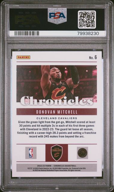 2022 Panini Chronicles - Donovan Mitchell 6 - Gold /10 - PSA 8