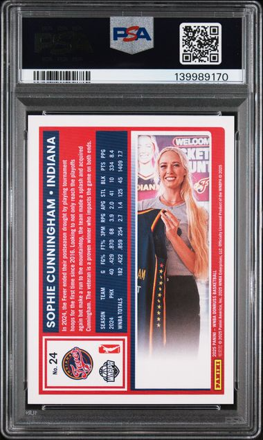 2025 Panini Donruss WNBA Basketball - Sophie Cunningham - #24 - Purple Laser Parallel - PSA 9