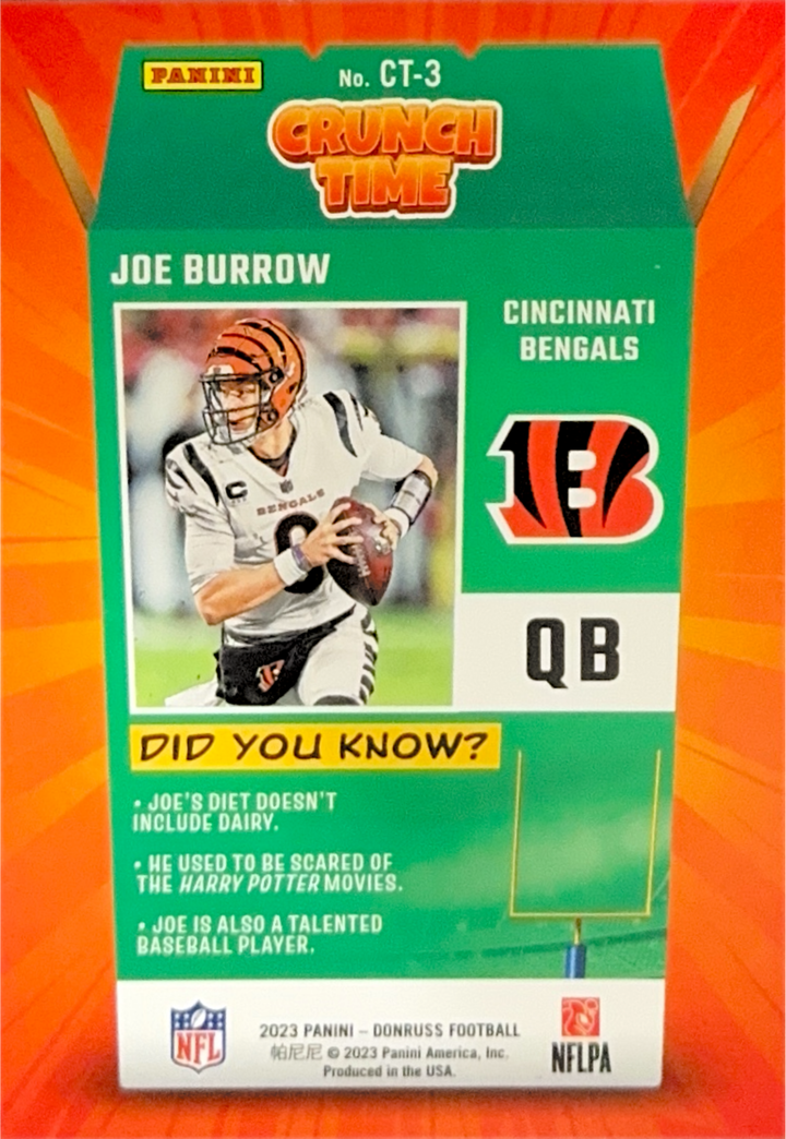 Panini Donruss 2023 Joe Burrow Crunch Time Insert CT-3 Cincinnati Bengals
