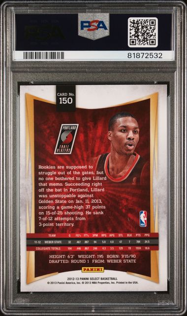 2012 Panini Select - Damian Lillard 150 - PSA 9