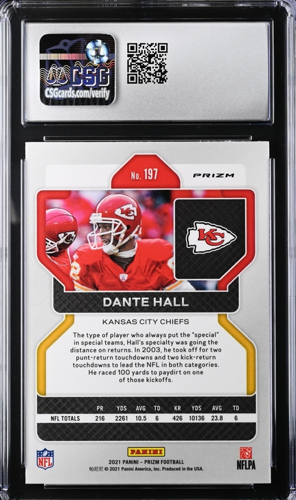 2021 Panini Prizm - Dante Hall 197 - Snakeskin - CSG / CGC 10