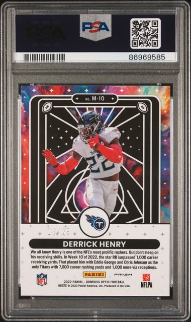 2022 Panini Donruss Optic - Derrick Henry M-10 - Mythical Black Pandora /25 - PSA 9