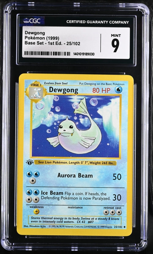 Dewgong 25/102 Base Set Shadowless 1st Edition - 1999 Pokemon - CGG 9