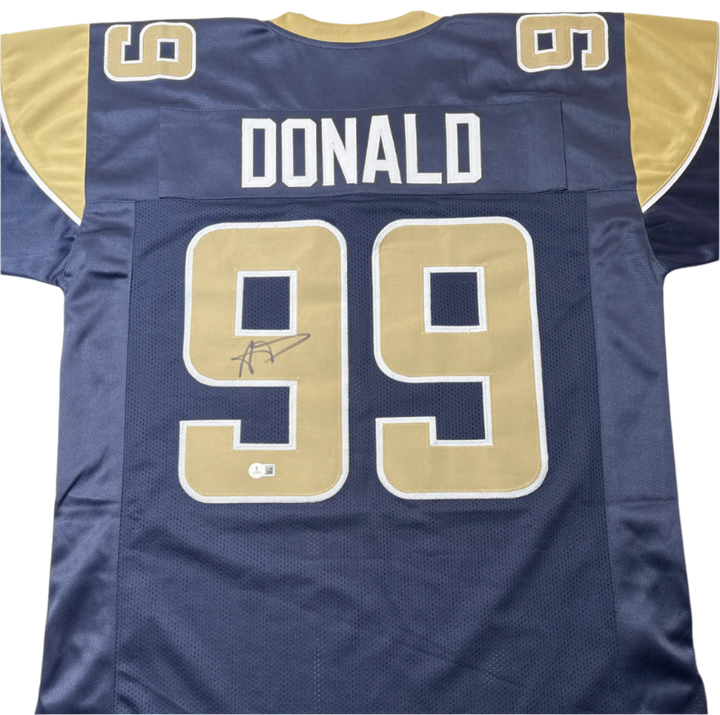 Aaron Donald Autographed Signed Navy Blue Custom Jersey.  Beckett COA