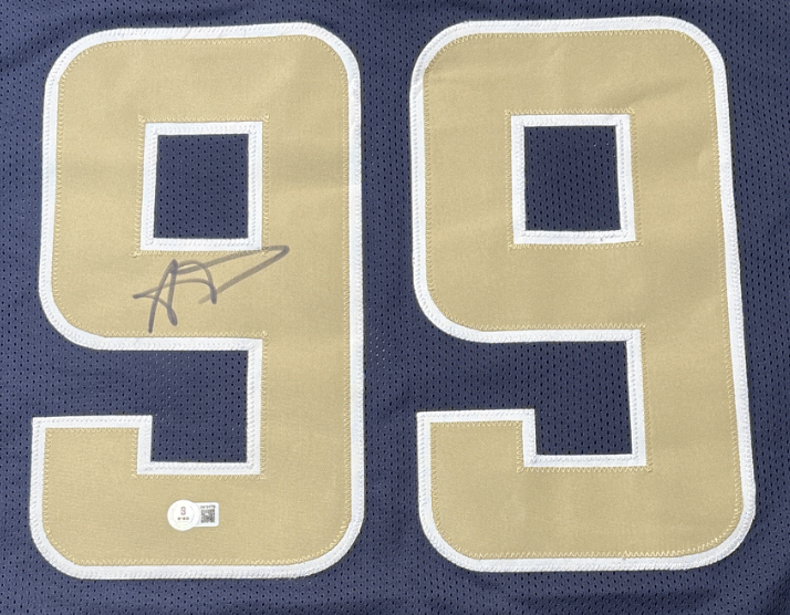 Aaron Donald Autographed Signed Navy Blue Custom Jersey.  Beckett COA