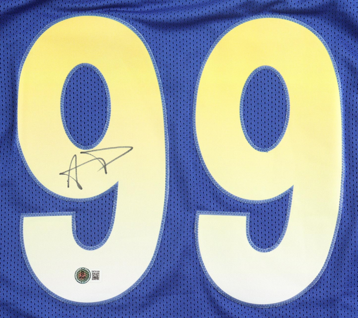 Aaron Donald Autographed Signed Career Highlight Blue Jersey.  Beckett COA