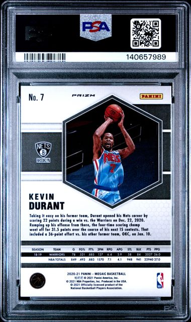 2020-21 Panini Mosaic Basketball - Kevin Durant #7 - Genesis Parallel Case Hit - PSA 9
