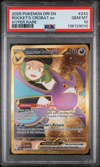 Team Rocket's Crobat ex 242/182 - Destined Rivals - 2025 Pokemon - PSA 10