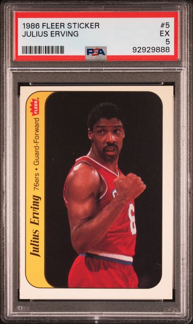 1986 Fleer Sticker - Julius Erving 5 - PSA 5