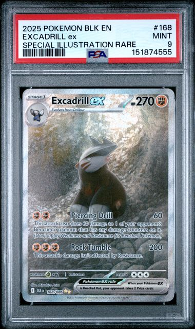 Excadrill ex - Special Illustration Rare - 168/086 - Black Bolt - 2025 Pokemon - PSA 9