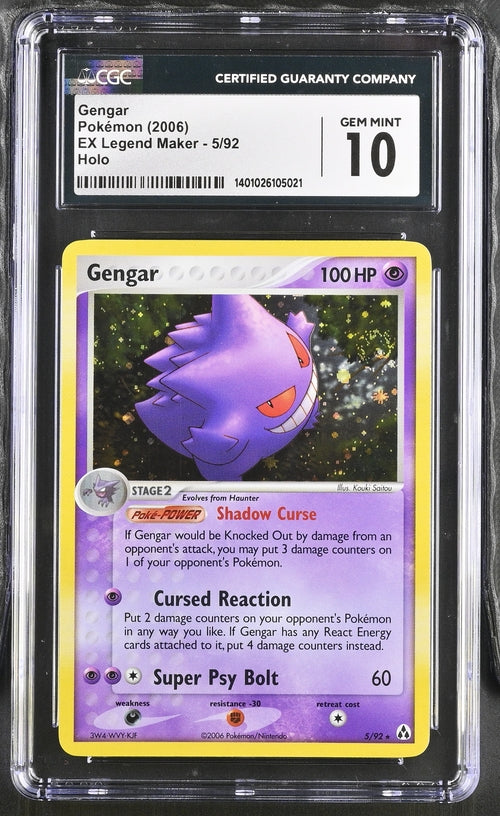 Gengar 5/92 Holo EX Legend Maker - 2006 Pokemon - CGC 10