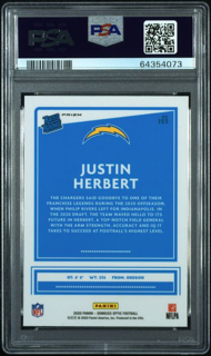 2020 Panini Optic Football - Justin Herbert 153 - Blue Hyper - PSA 10