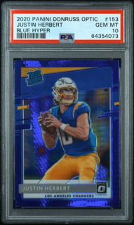 2020 Panini Optic Football - Justin Herbert 153 - Blue Hyper - PSA 10