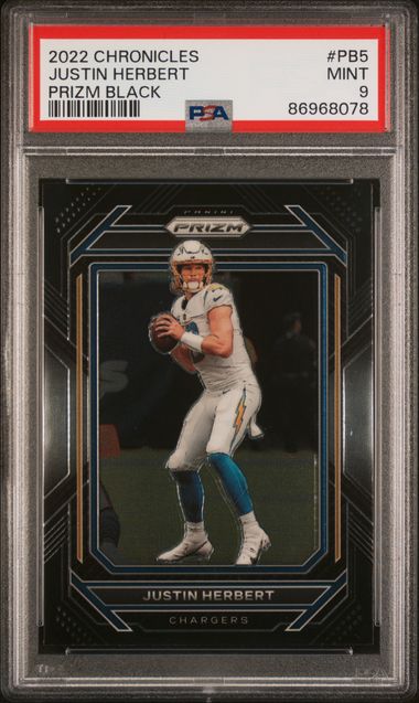 2022 Panini Chronicles - Justin Herbert PB-5 - Prizm Black - PSA 9