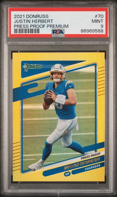 2021 Panini Donruss - Justin Herbert 70 - Press Proof Premium - PSA 9