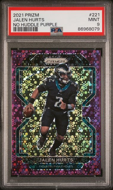 2021 Panini Prizm - Jalen Hurts 221 - Purple No Huddle /35 - PSA 9