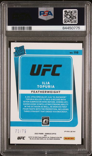 2022 Panini Donruss Optic UFC - Ilia Topuria 110 - Pink Velocity /79 - PSA 9