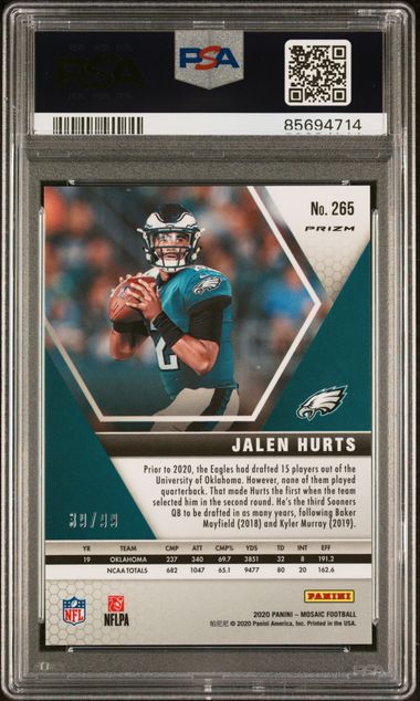 2020 Panini Mosaic - Jalen Hurts 265 - NFL Debut Blue Mosaic /99 - PSA 9