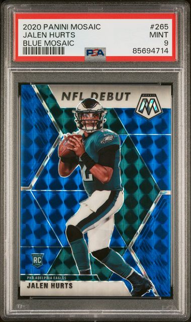 2020 Panini Mosaic - Jalen Hurts 265 - NFL Debut Blue Mosaic /99 - PSA 9