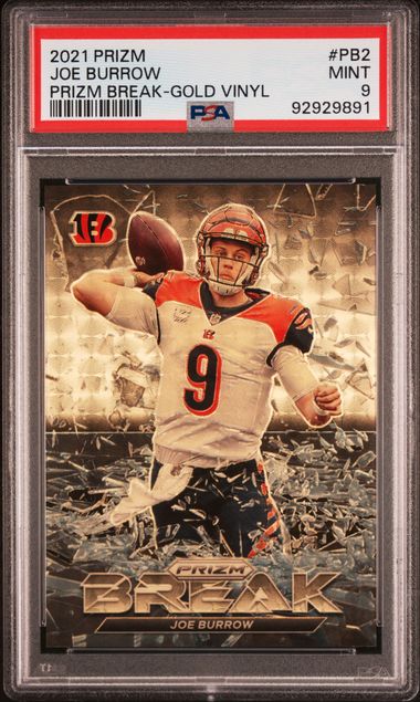 2021 Panini Prizm - Joe Burrow PB-2 - Prizm Break Gold Vinyl /5 - PSA 9