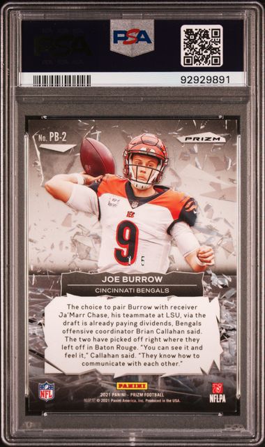 2021 Panini Prizm - Joe Burrow PB-2 - Prizm Break Gold Vinyl /5 - PSA 9