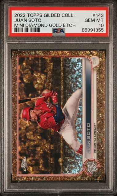 2022 Topps Gilded - Juan Soto 143 - Mini Diamond Gold Etch /50 - PSA 10