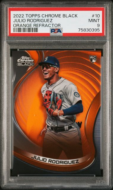 2022 Topps Chrome Black - Julio Rodriguez 10 - Orange Refractor /25 - PSA 9