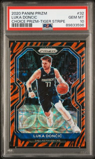 2020 Panini Prizm - Luka Doncic 32 - Choice Tiger Stripe - PSA 10